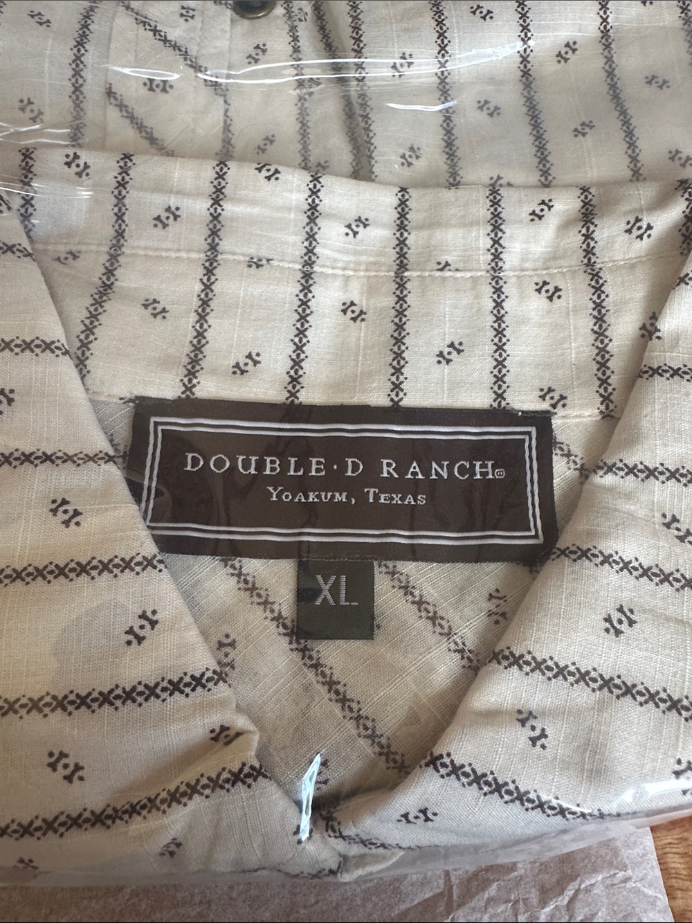 Double D Ranch Cream Striped Pearl-Snap Western Shirt - Picture 3 of 4